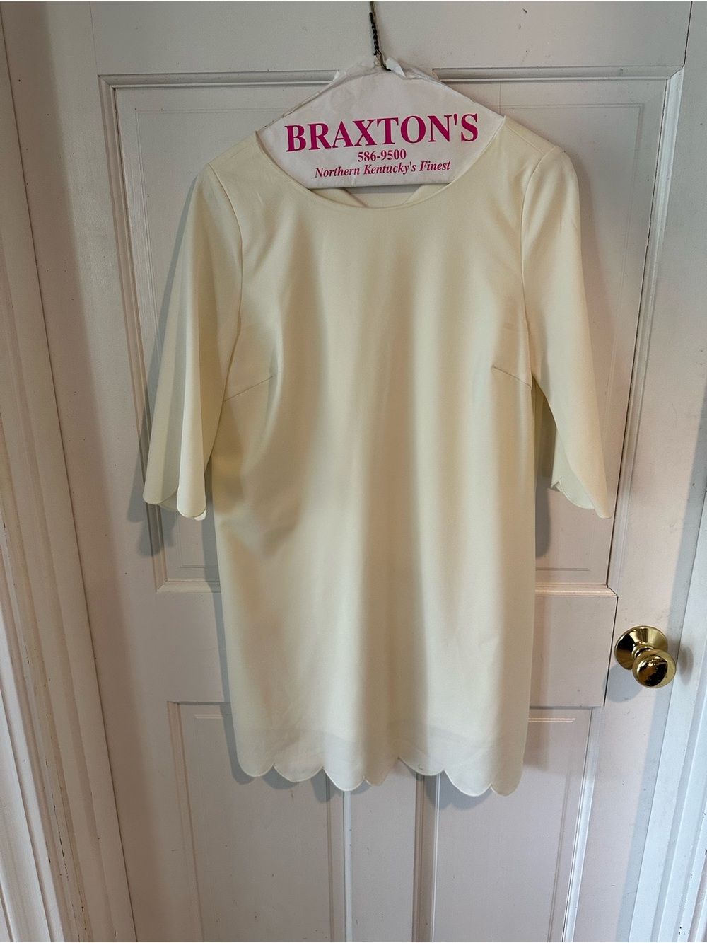 Cream Scallop Hem Women's Dress